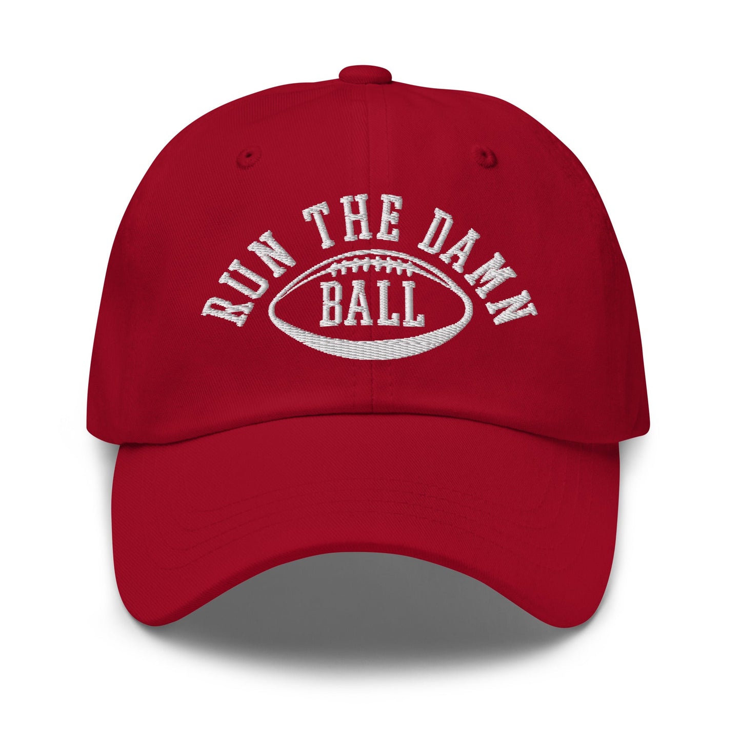 Run The Damn Ball Embroidered Dad Hat Cranberry