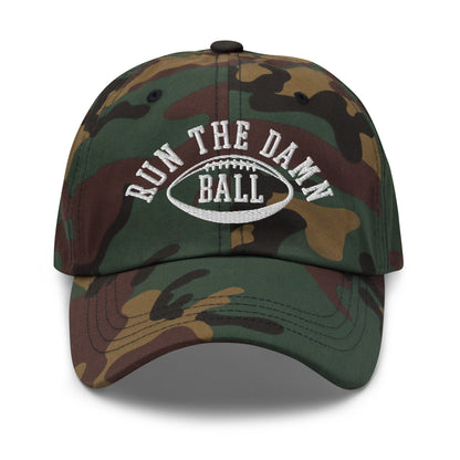 Run The Damn Ball Embroidered Dad Hat Green Camo