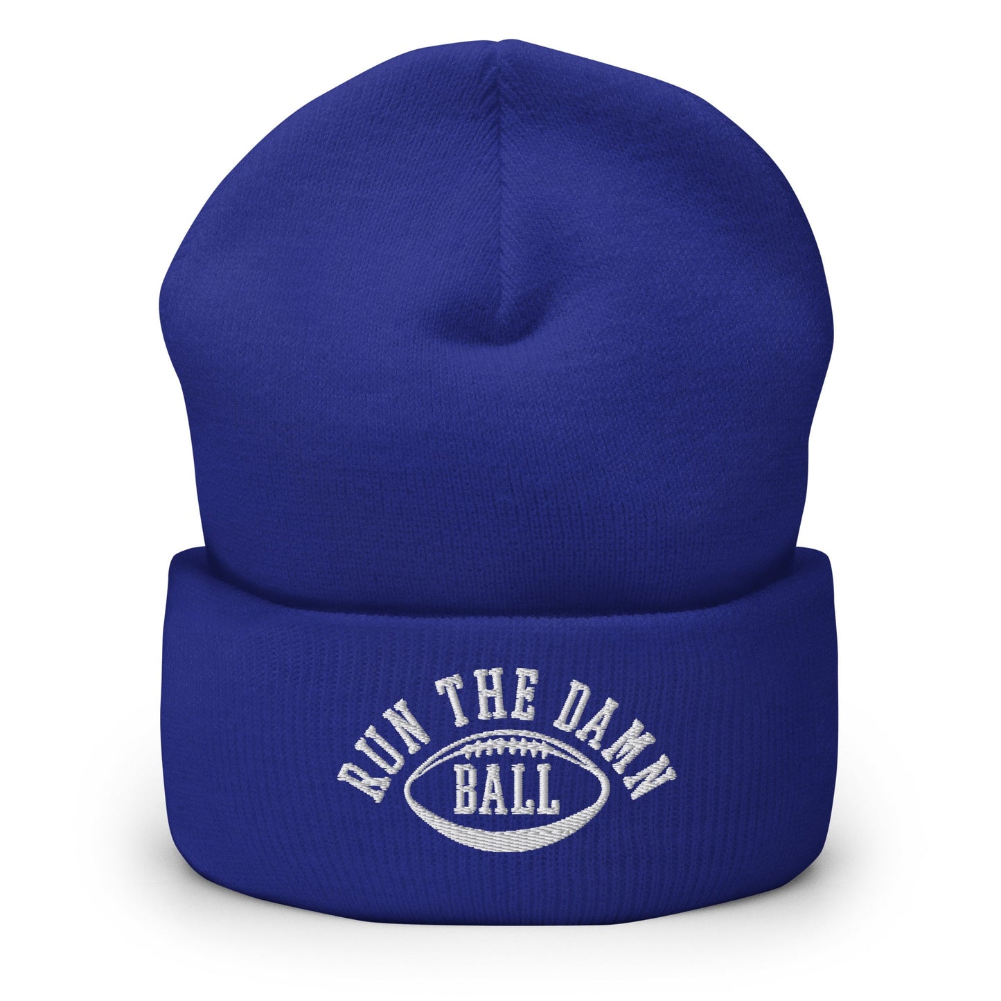 Run The Damn Ball Embroidered Knit Cuffed Beanie Royal