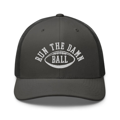 Run The Damn Ball Embroidered Mesh Trucker Hat Charcoal