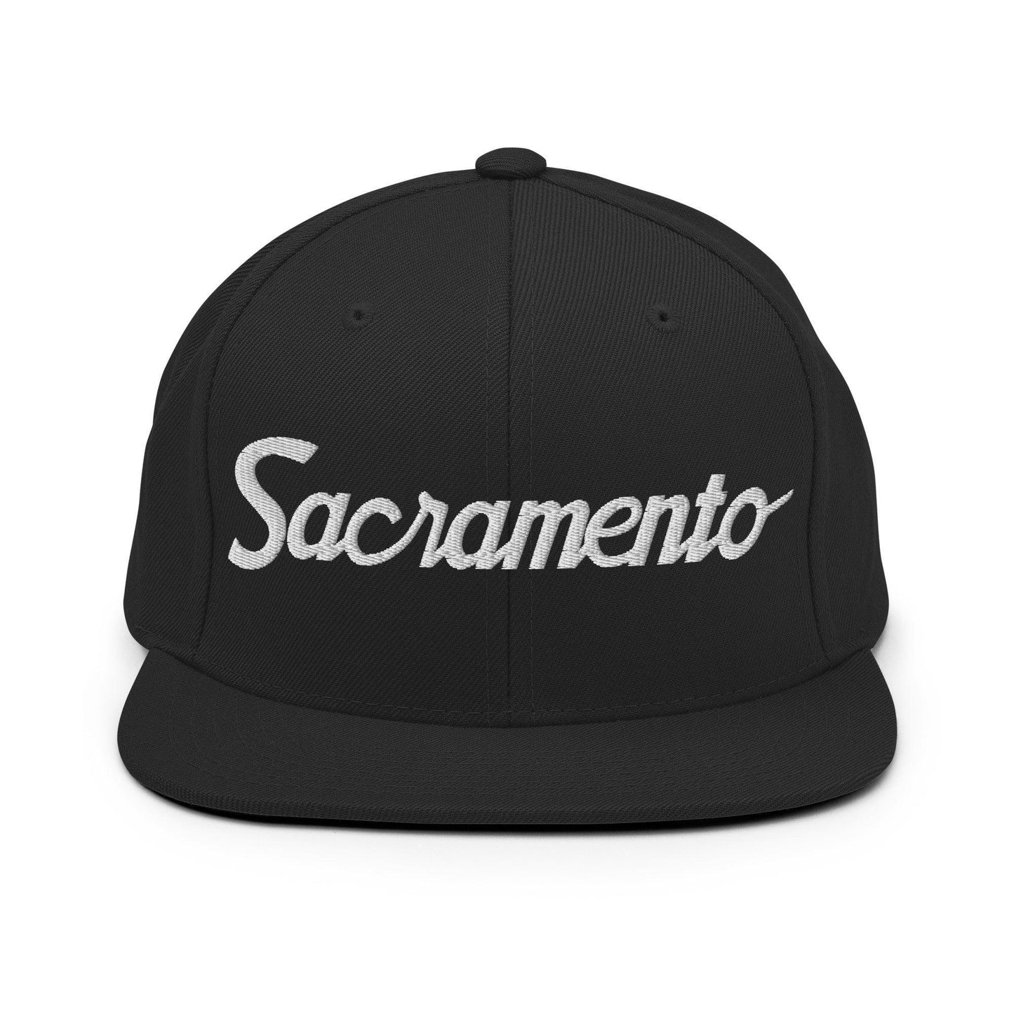 Sacramento Script Snapback Hat Black