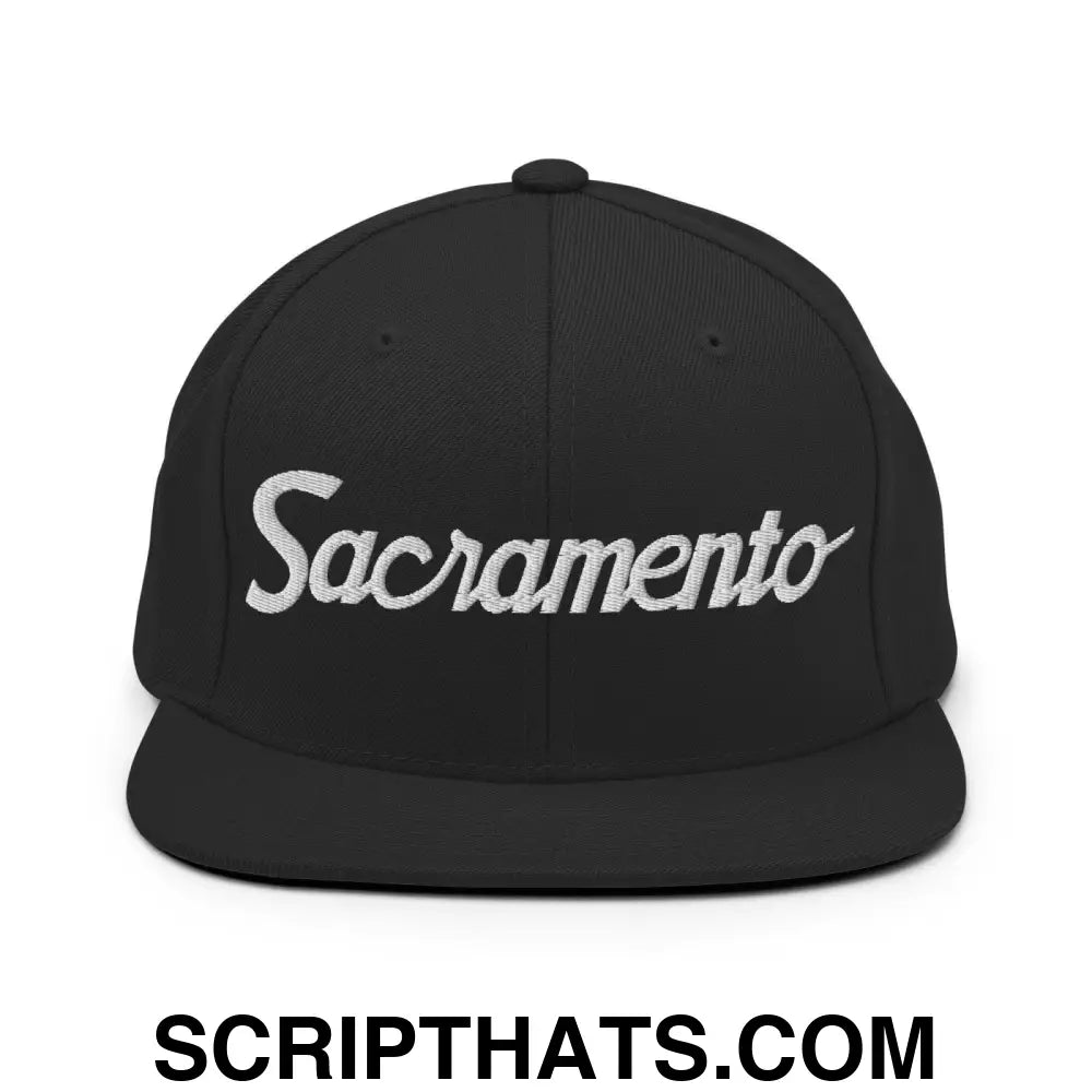 Sacramento Script Snapback Hat Black