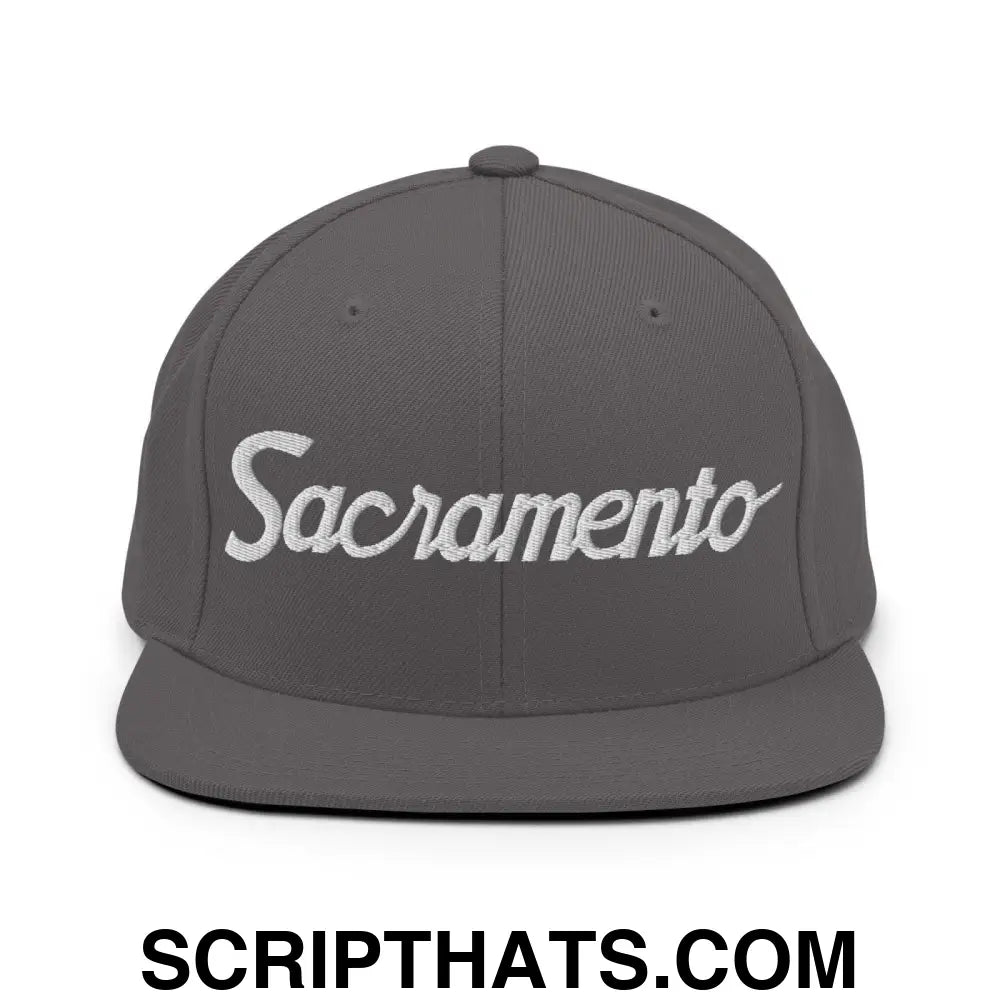 Sacramento Script Snapback Hat Dark Grey