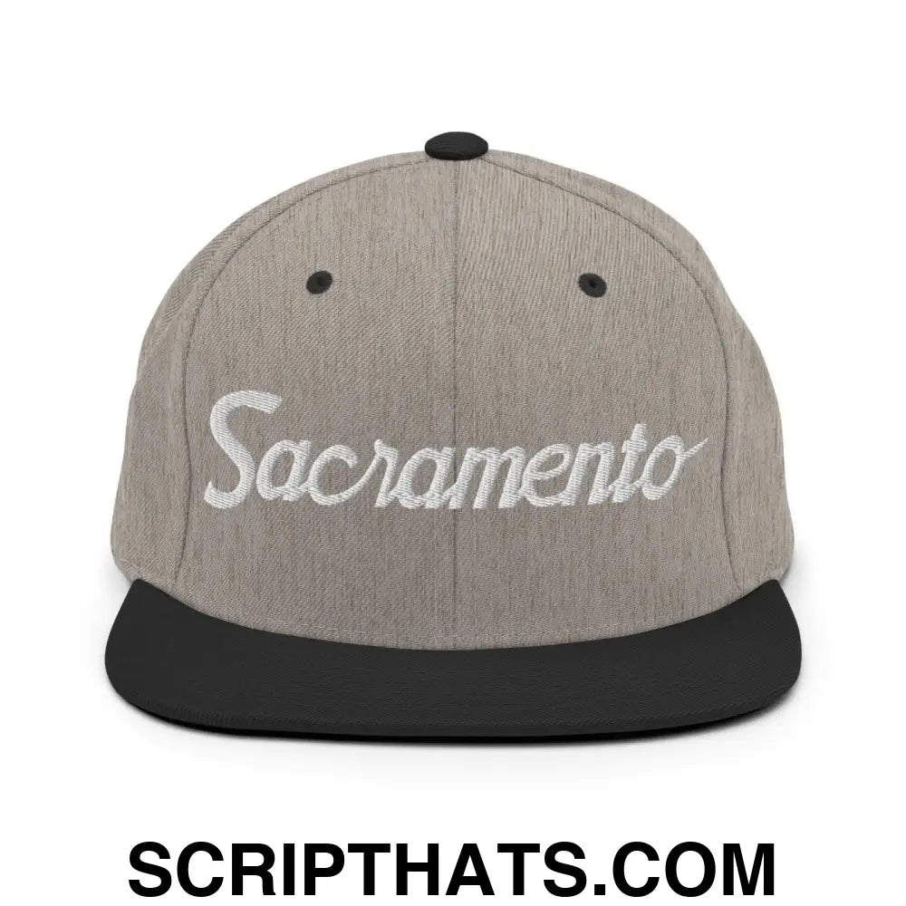 Sacramento Script Snapback Hat Heather Black