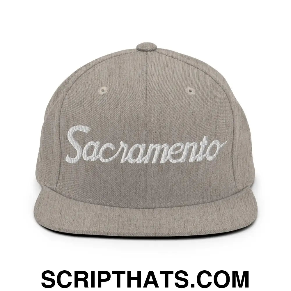 Sacramento Script Snapback Hat Heather Grey