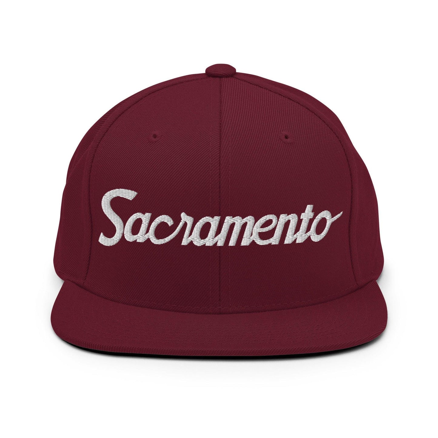 Sacramento Script Snapback Hat Maroon