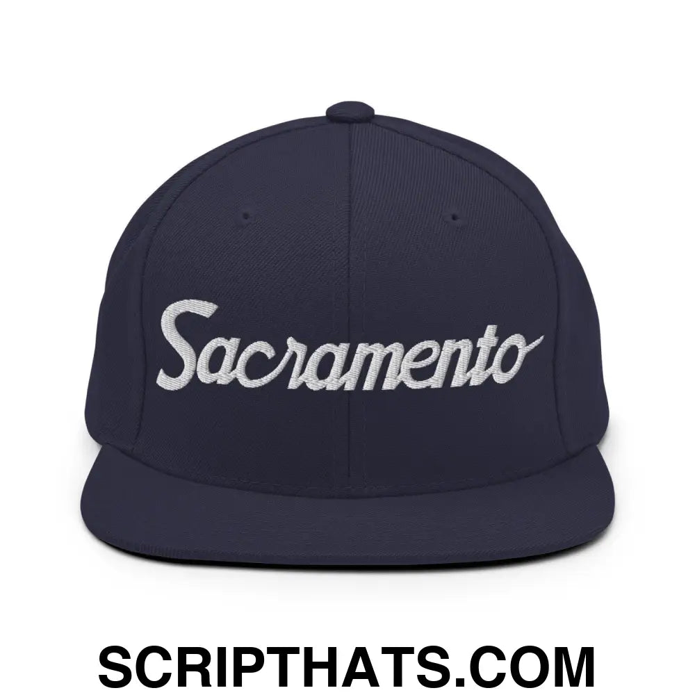 Sacramento Script Snapback Hat Navy