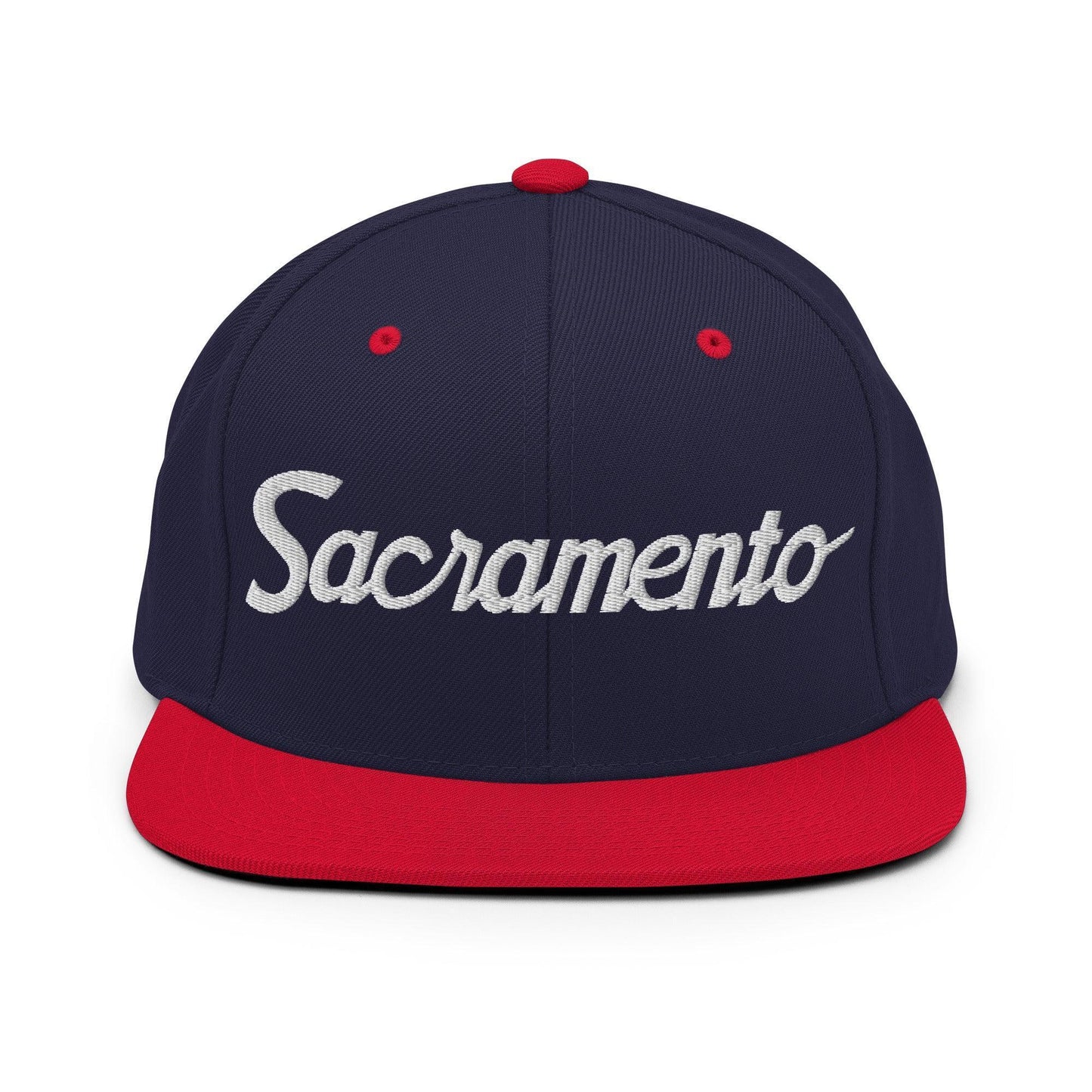 Sacramento Script Snapback Hat Navy Red