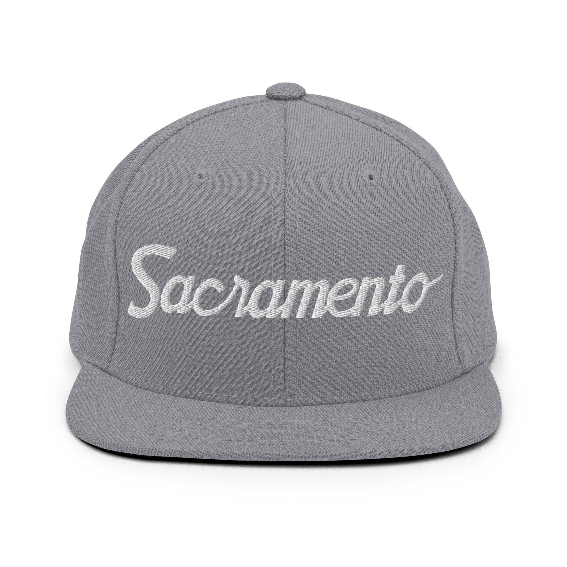 Sacramento Script Snapback Hat Silver