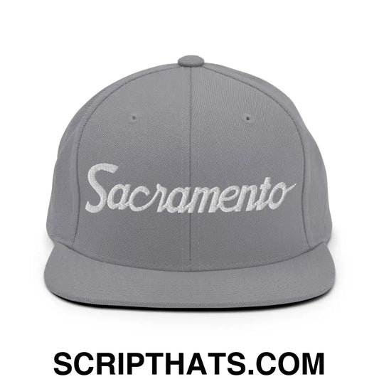 Sacramento Script Snapback Hat Silver