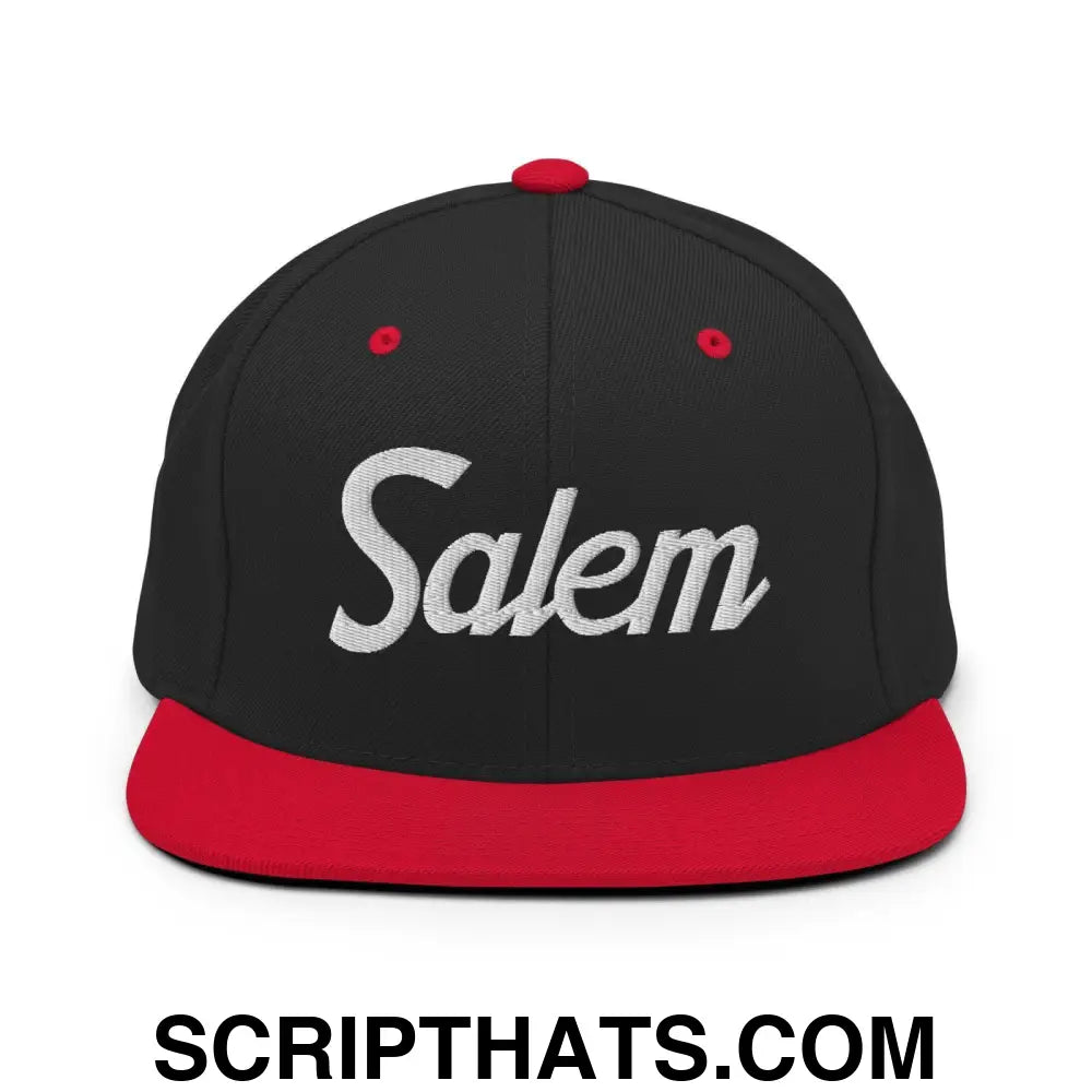 Salem Script Snapback Hat Black Red