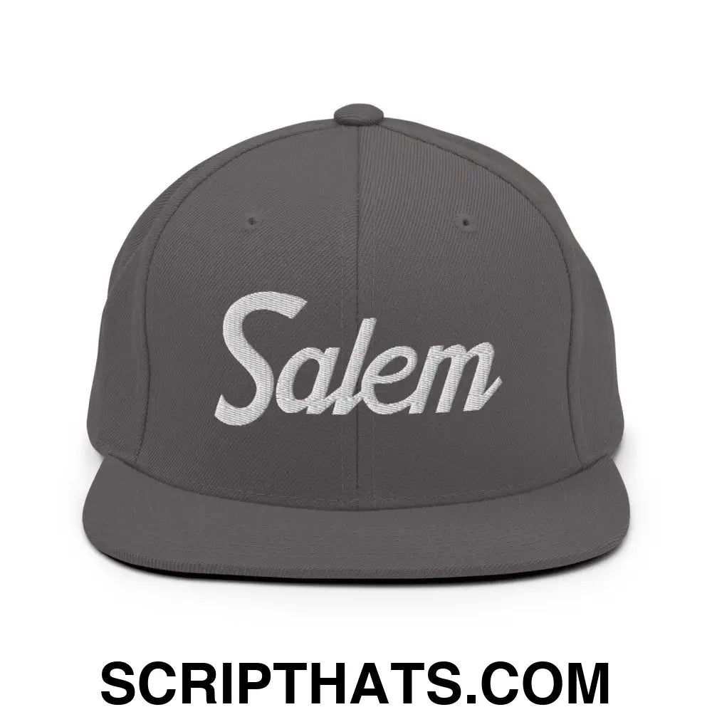 Salem Script Snapback Hat Dark Grey