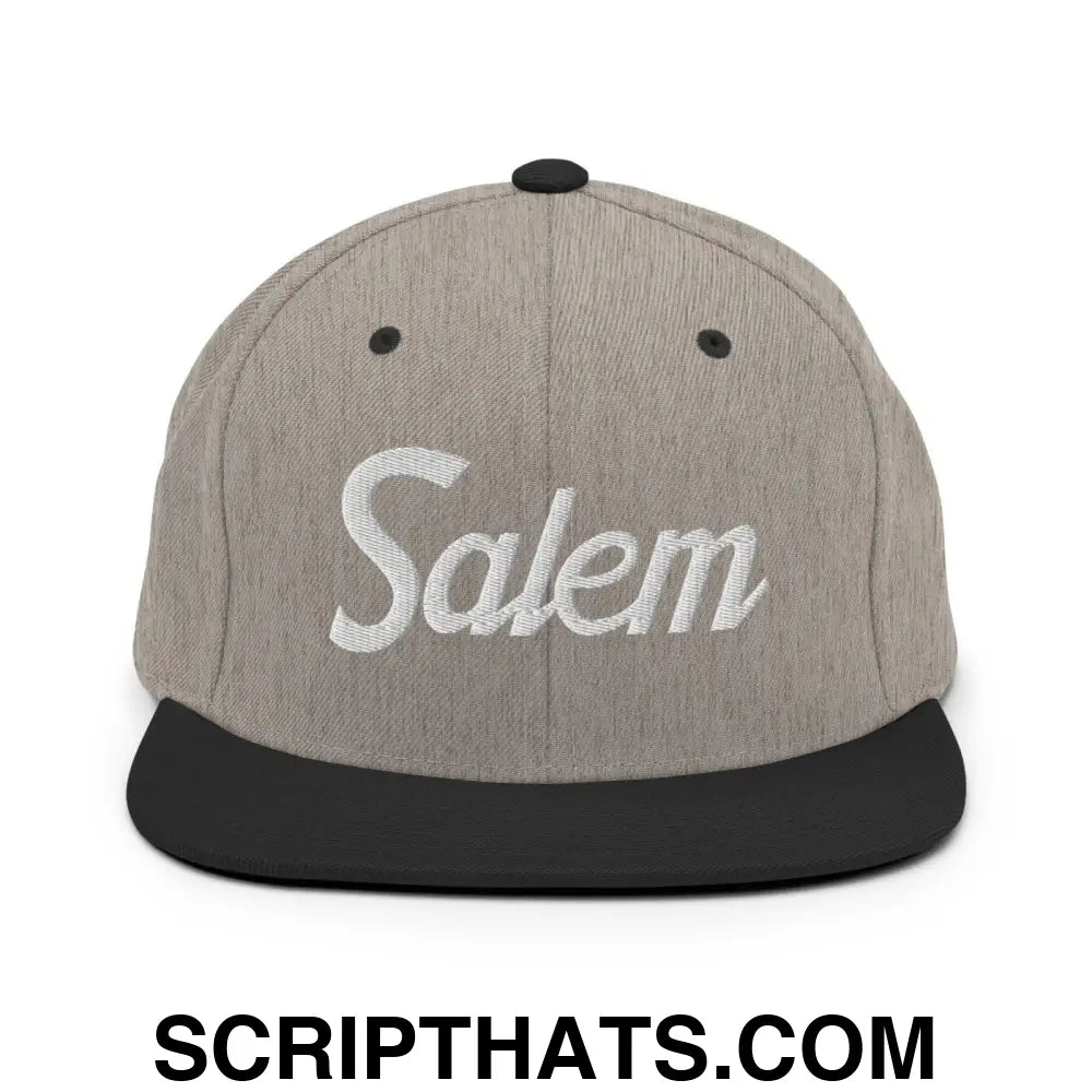 Salem Script Snapback Hat Heather Black