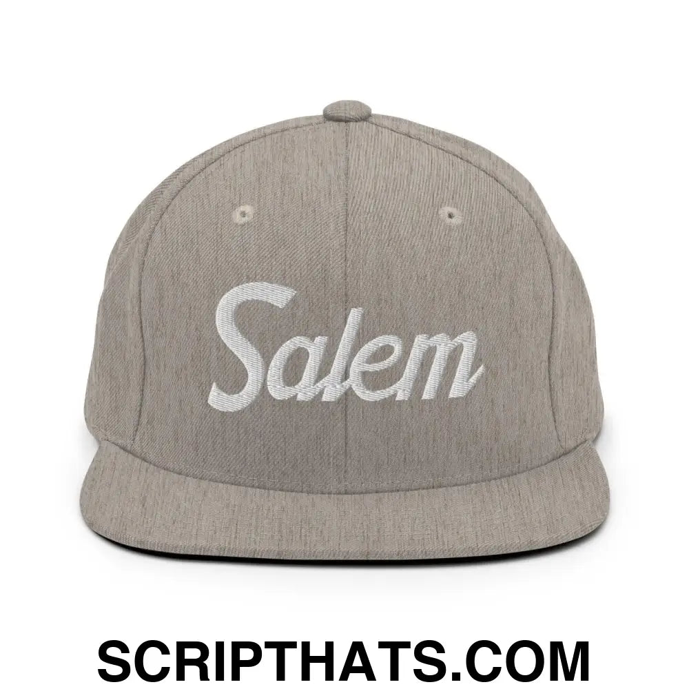 Salem Script Snapback Hat Heather Grey