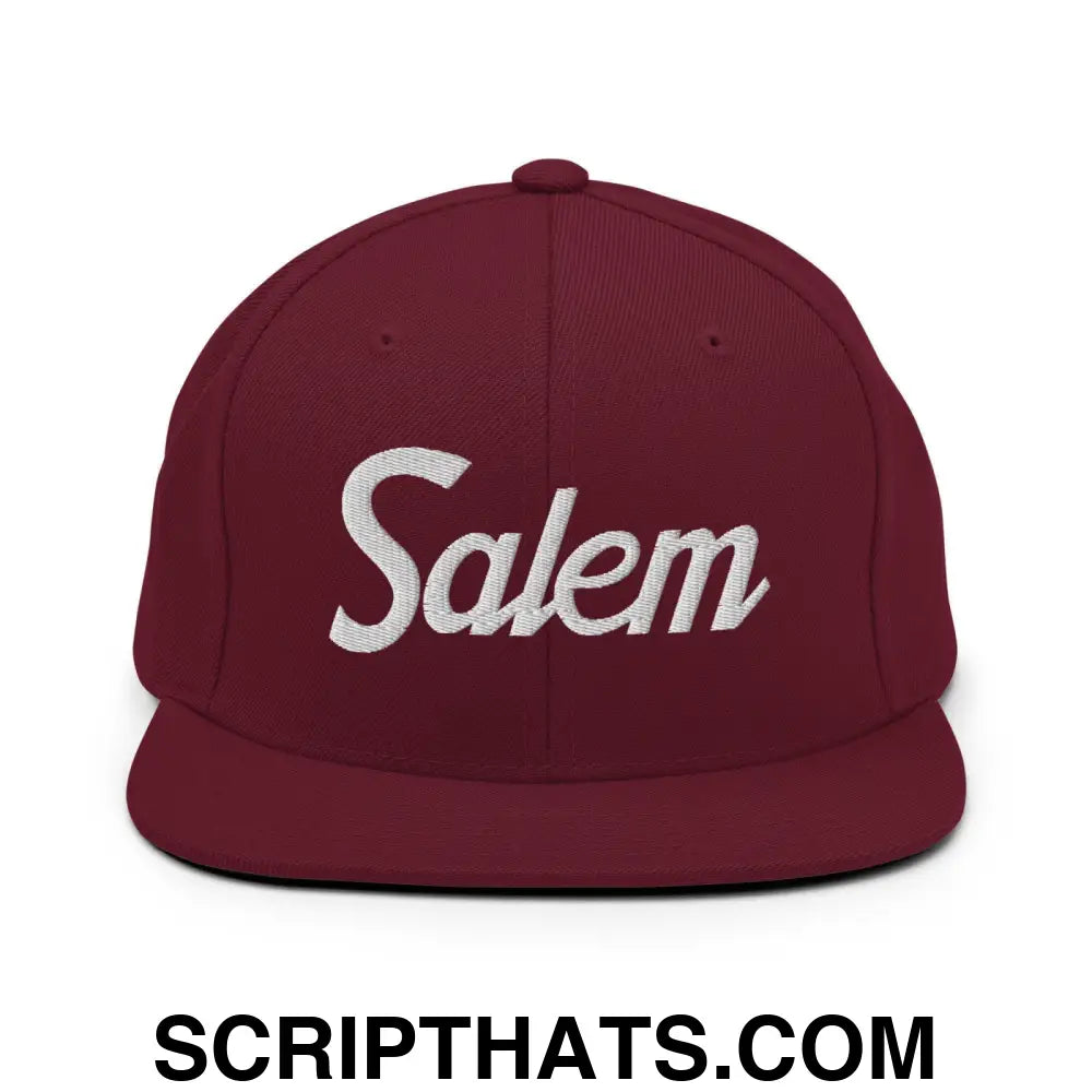 Salem Script Snapback Hat Maroon