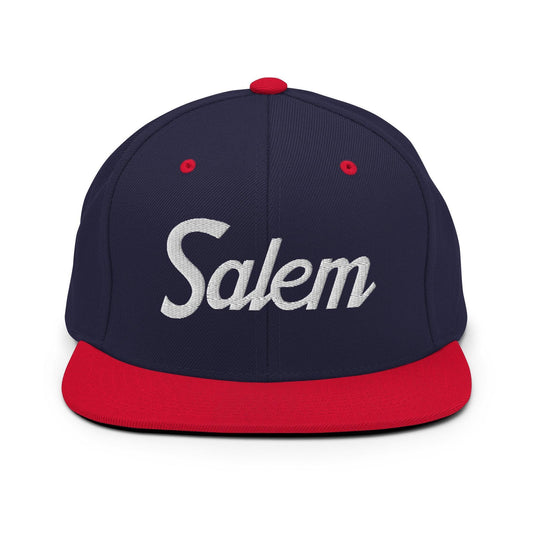Salem Script Snapback Hat Navy Red