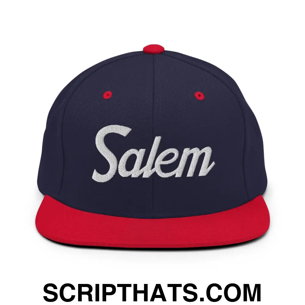 Salem Script Snapback Hat Navy Red