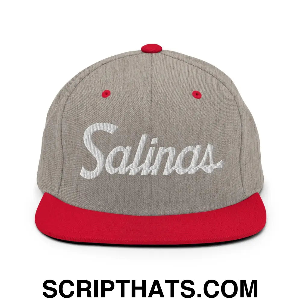 Salinas Script Snapback Hat Heather Grey Red