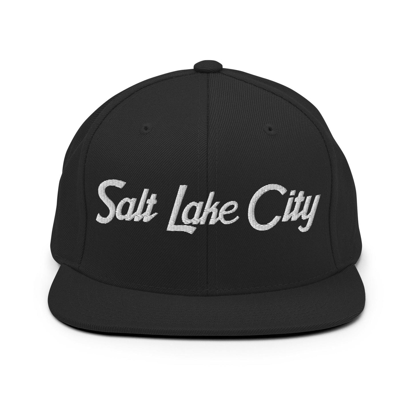 Salt Lake City Script Snapback Hat Black