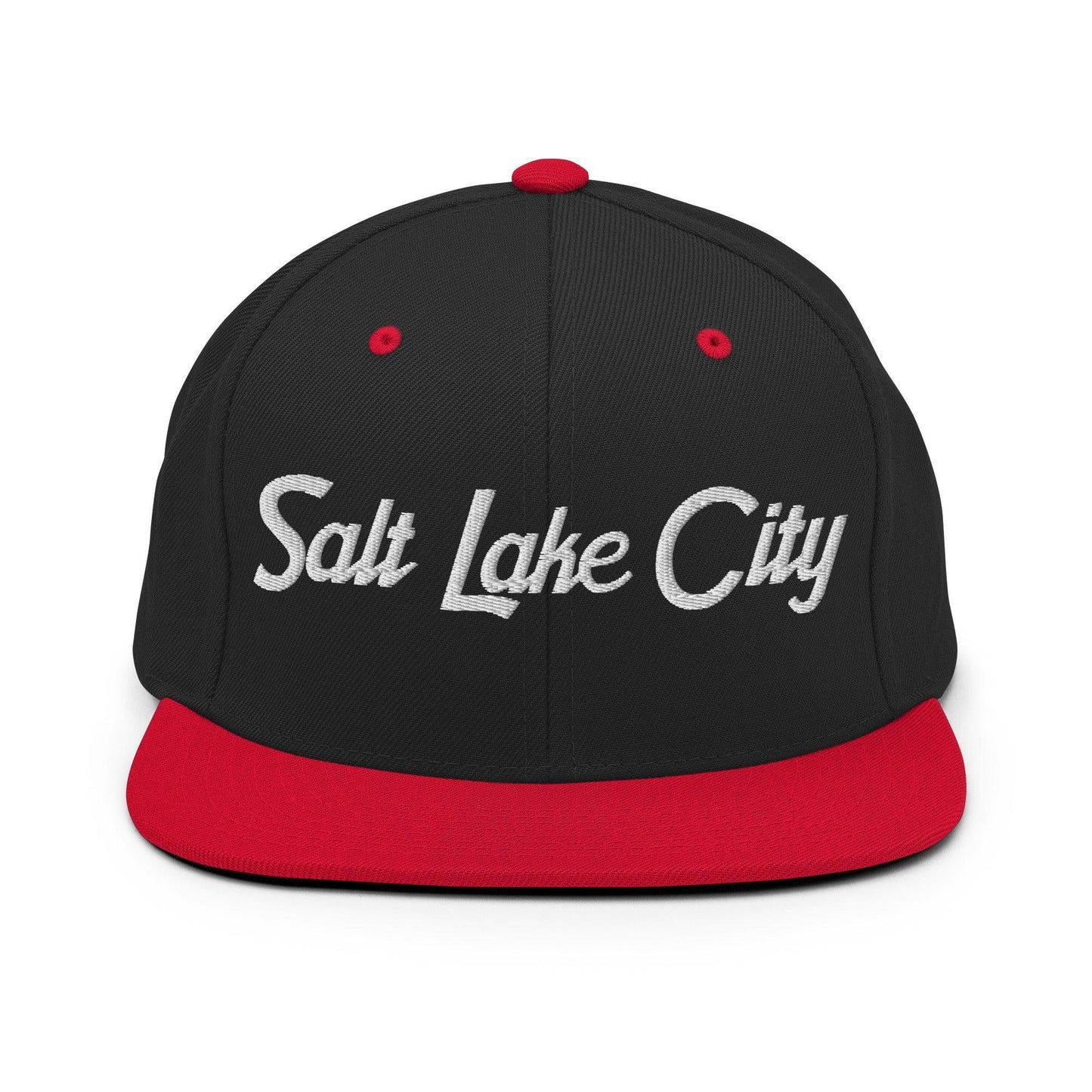 Salt Lake City Script Snapback Hat Black Red