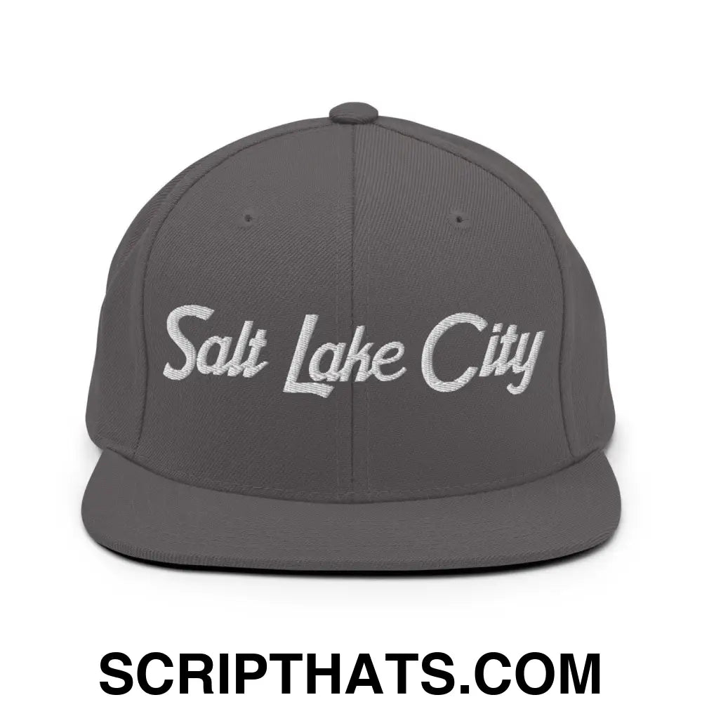 Salt Lake City Script Snapback Hat Dark Grey