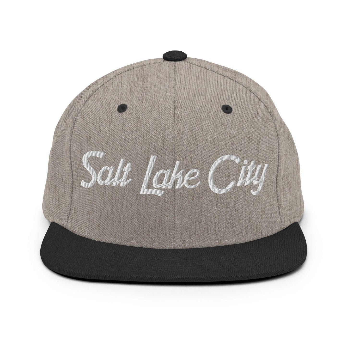 Salt Lake City Script Snapback Hat Heather Black