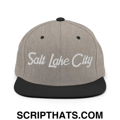 Salt Lake City Script Snapback Hat Heather Black