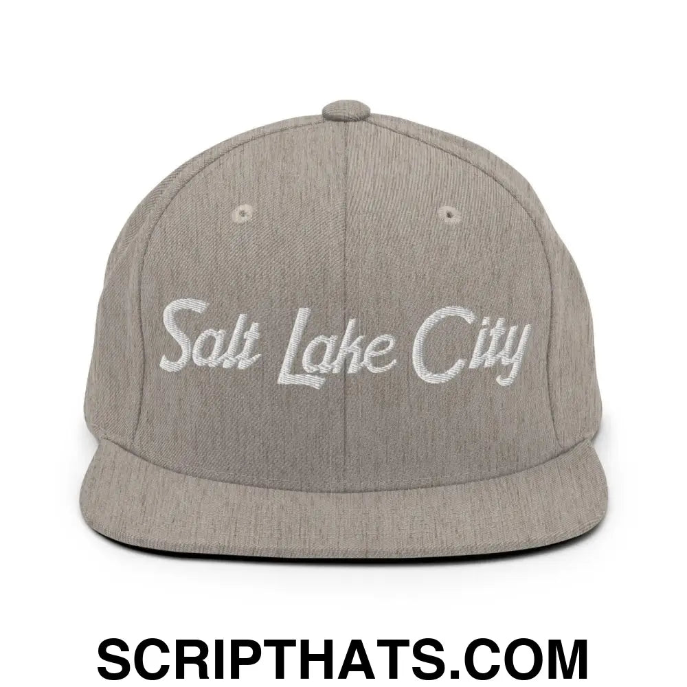 Salt Lake City Script Snapback Hat Heather Grey