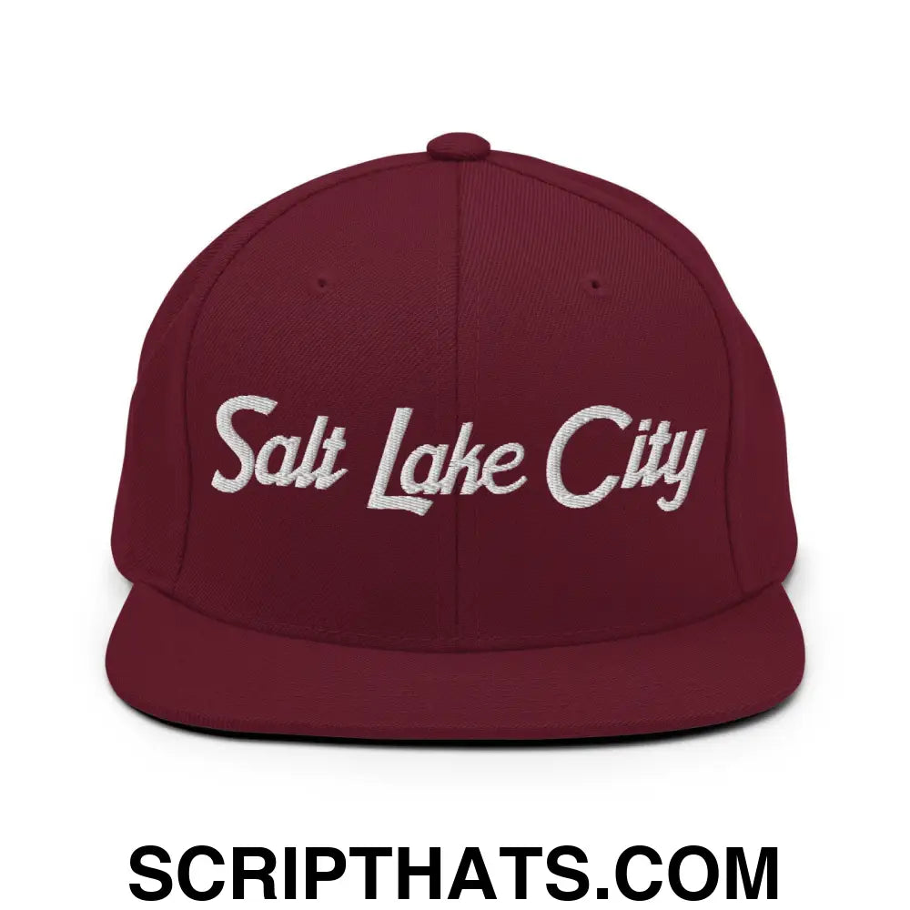 Salt Lake City Script Snapback Hat Maroon