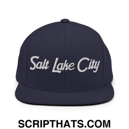 Salt Lake City Script Snapback Hat Navy