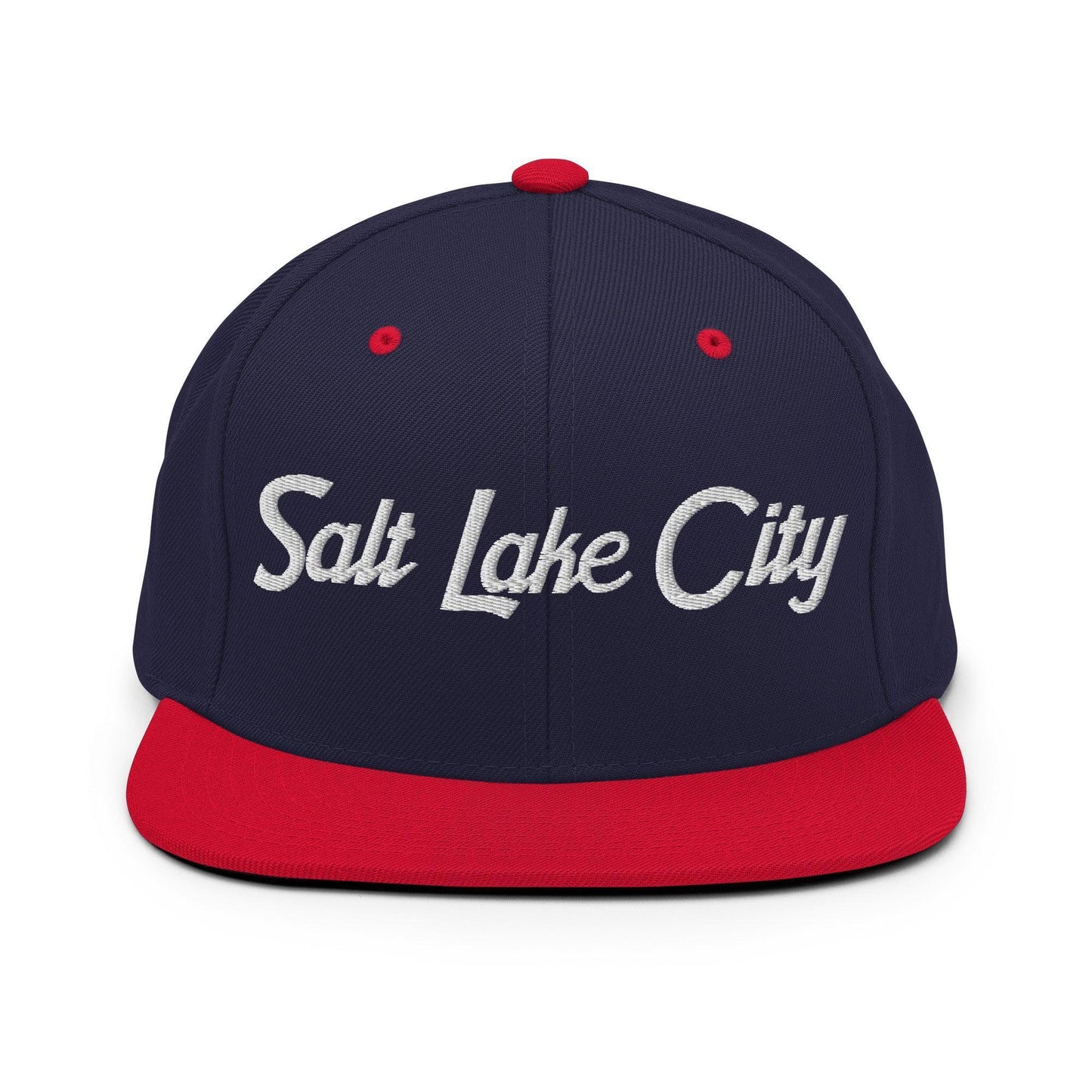 Salt Lake City Script Snapback Hat Navy Red