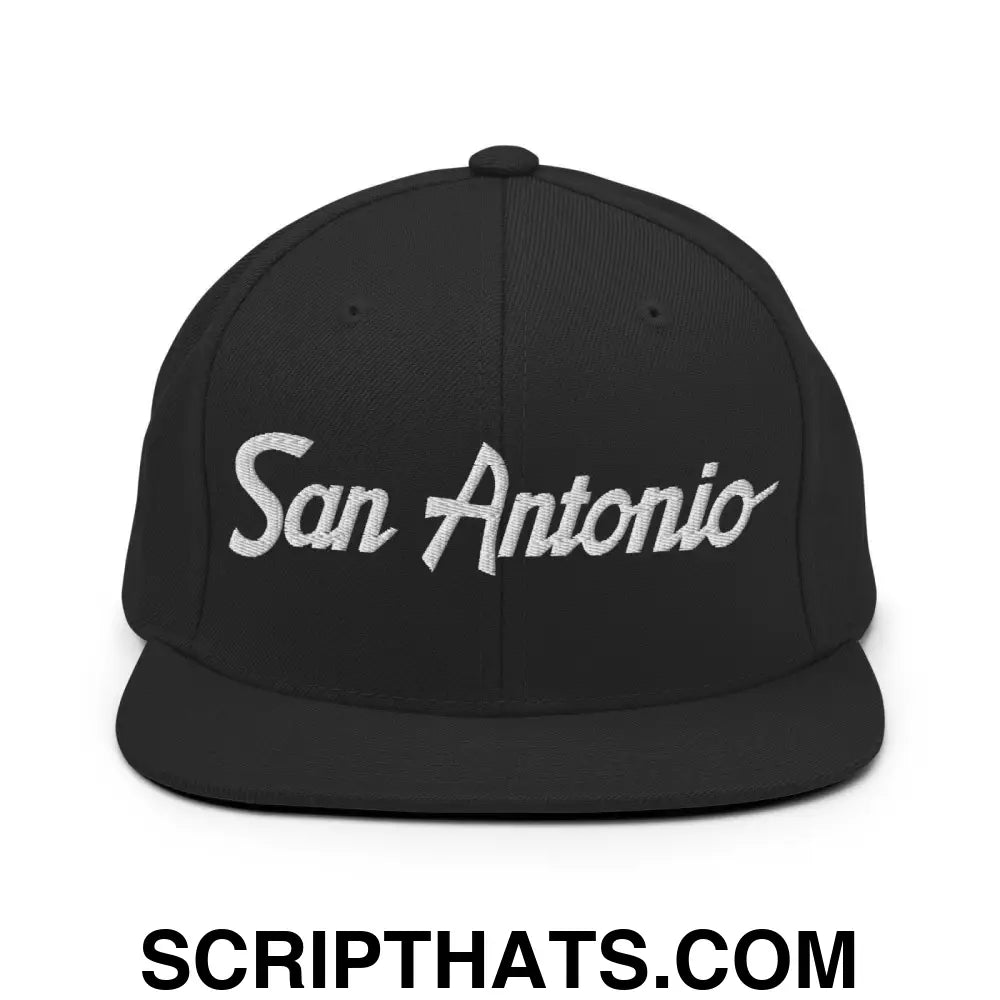 San Antonio Script Snapback Hat Black