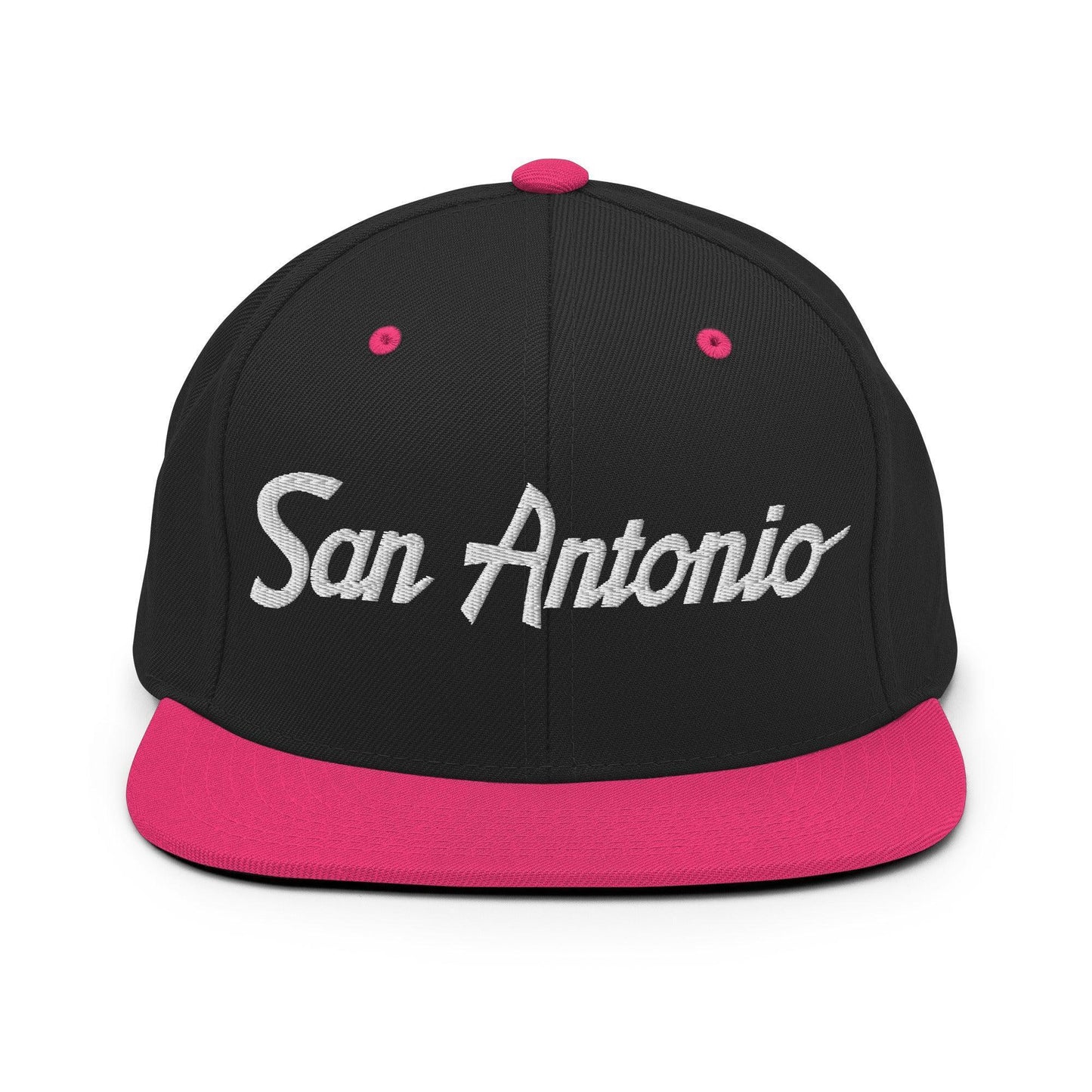 San Antonio Script Snapback Hat Black Neon Pink