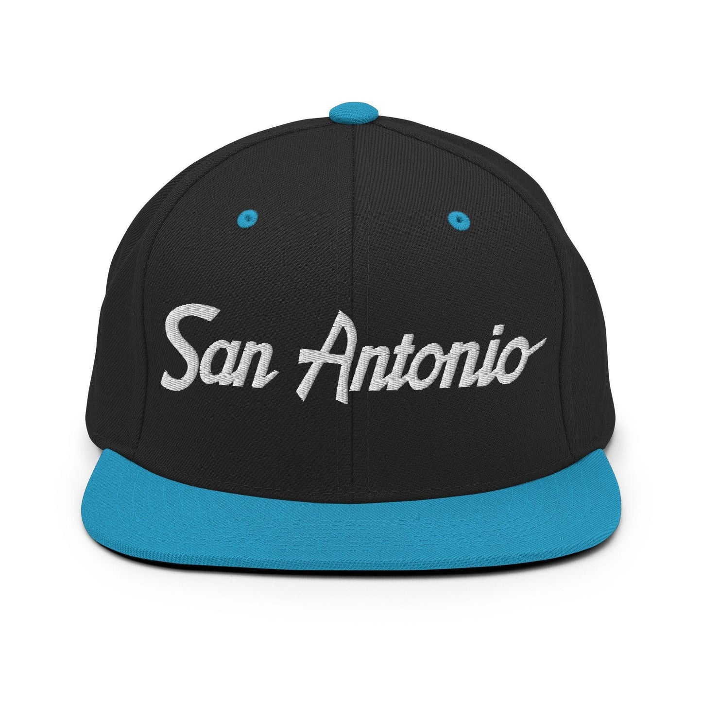 San Antonio Script Snapback Hat Black Teal