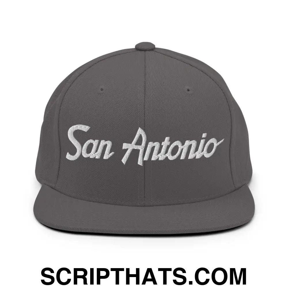 San Antonio Script Snapback Hat Dark Grey