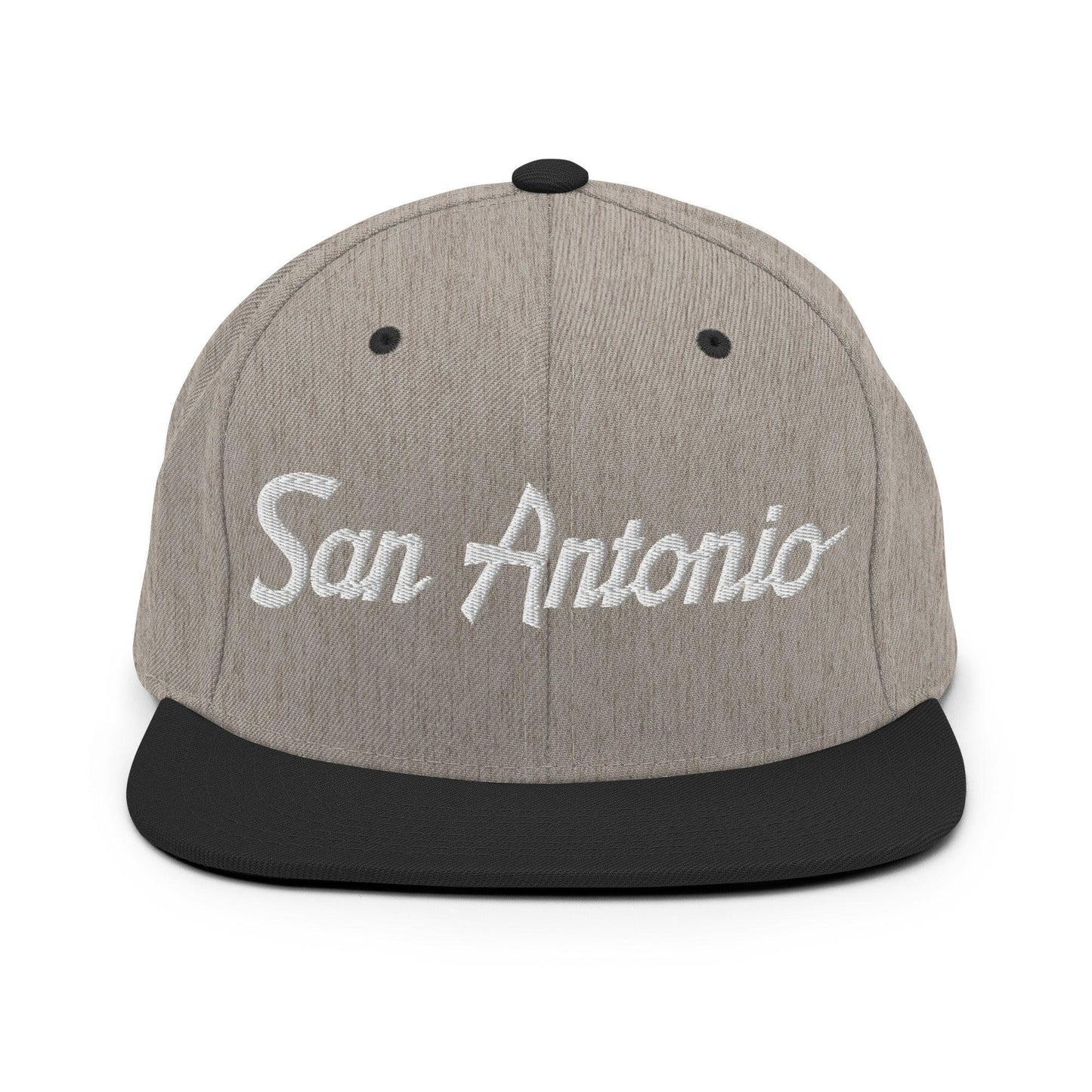 San Antonio Script Snapback Hat Heather Black