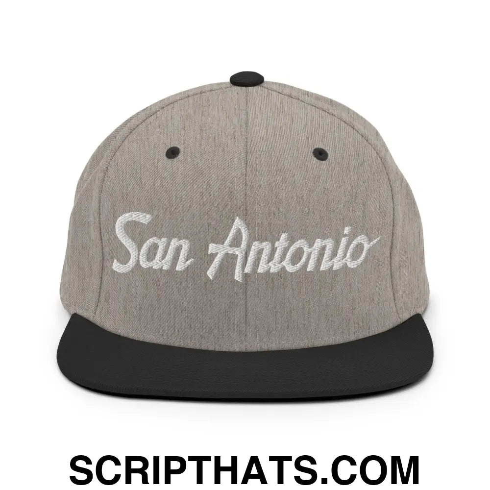 San Antonio Script Snapback Hat Heather Black