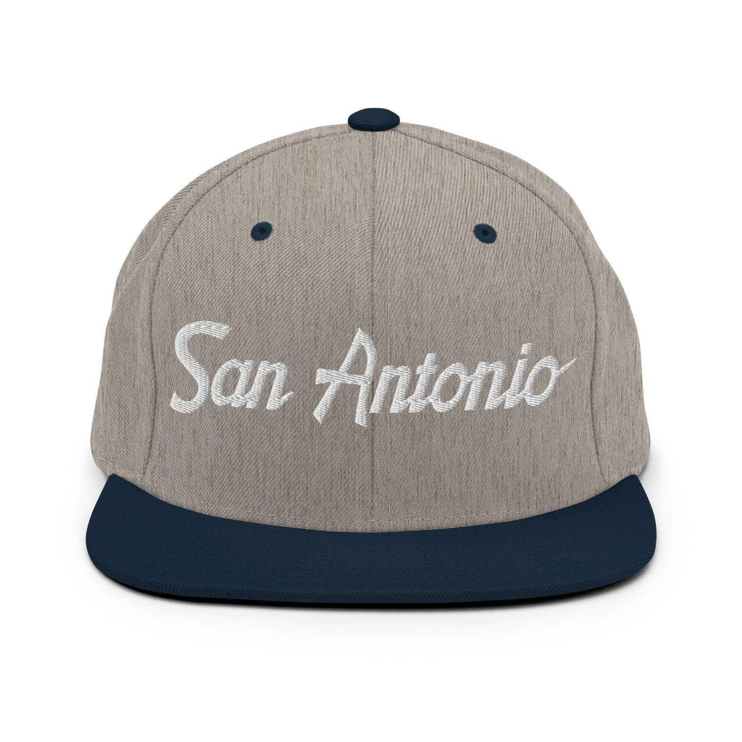 San Antonio Script Snapback Hat Heather Grey Navy