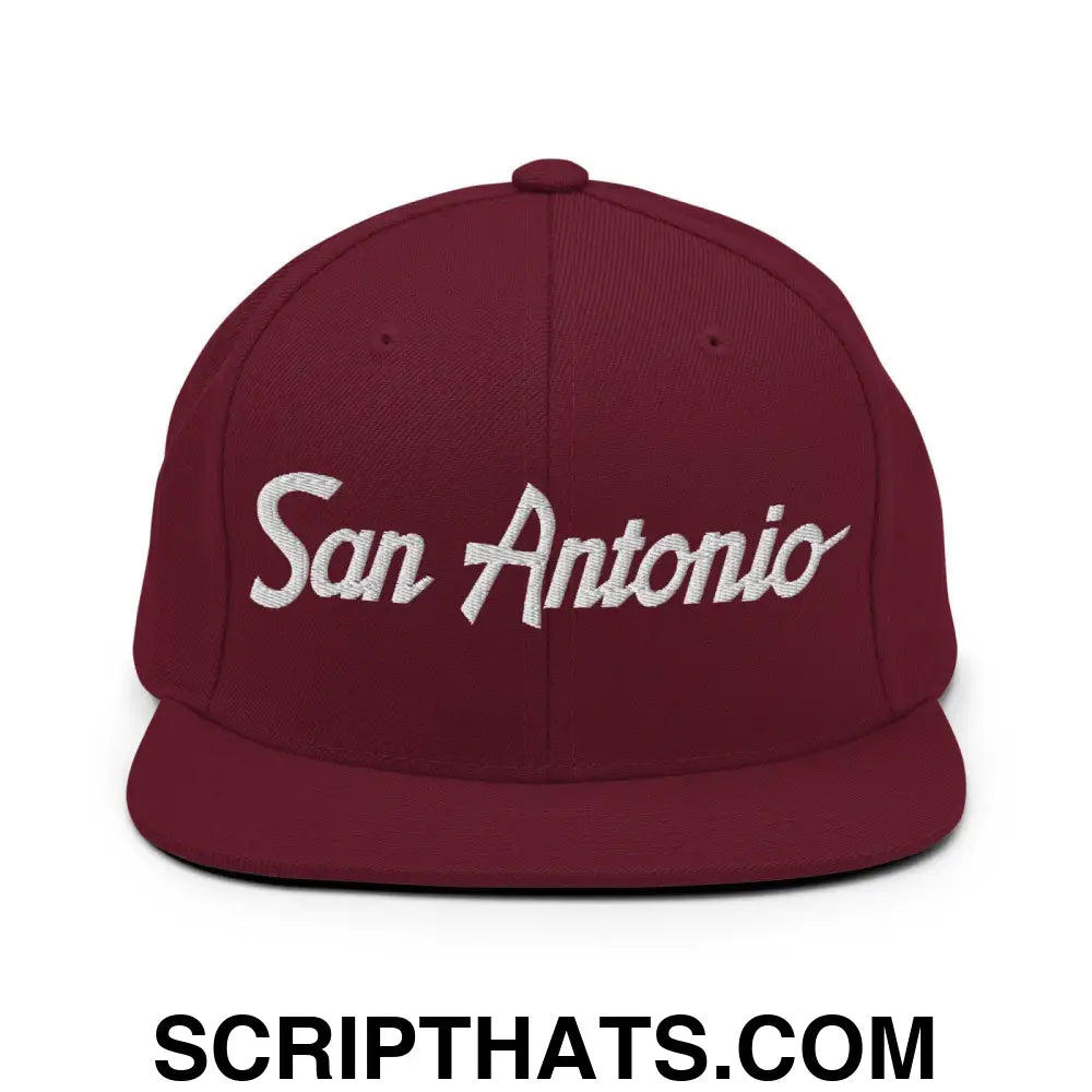 San Antonio Script Snapback Hat Maroon