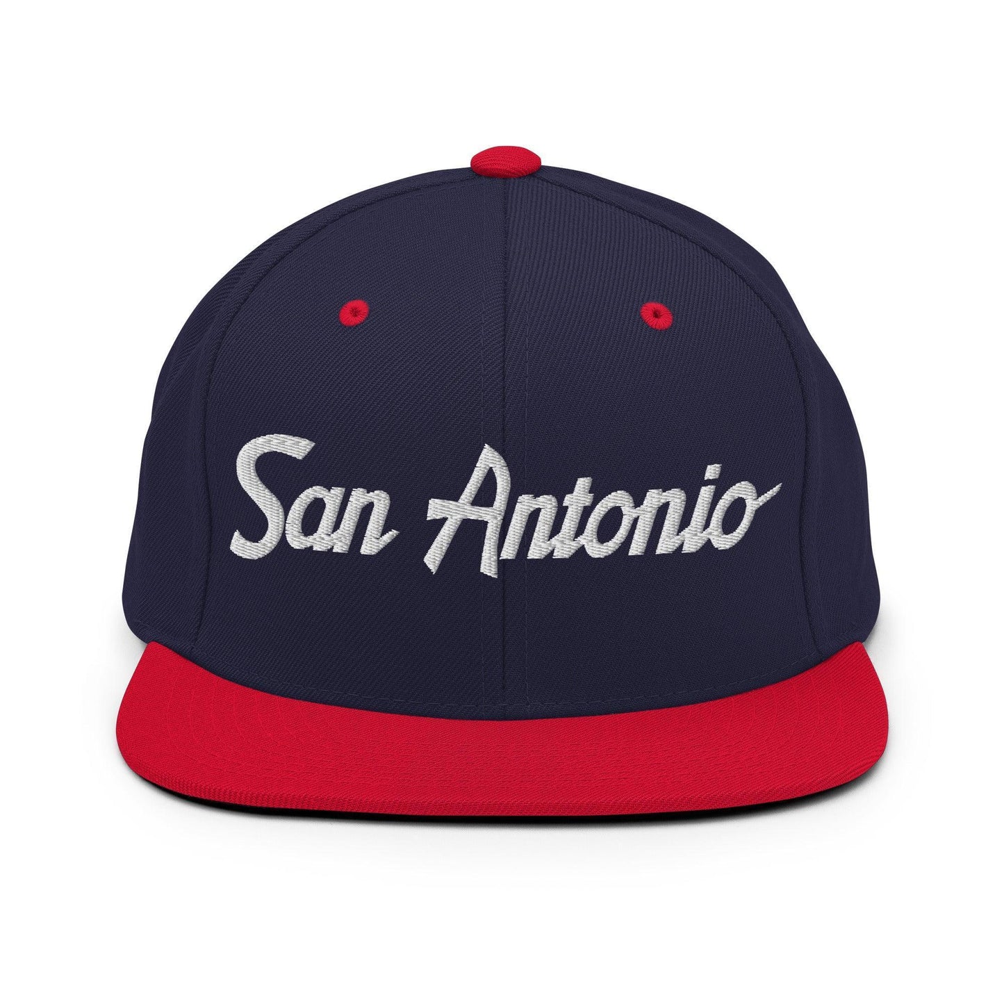 San Antonio Script Snapback Hat Navy Red