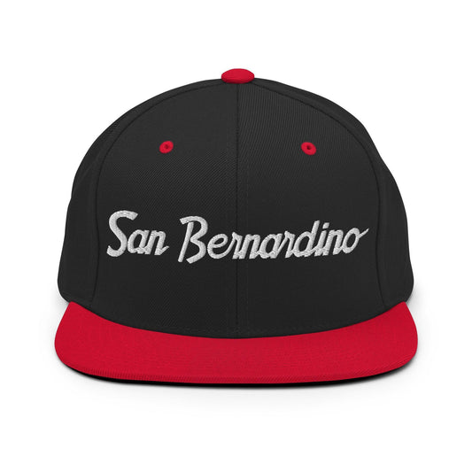 San Bernardino Script Snapback Hat Black Red