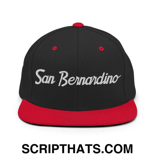 San Bernardino Script Snapback Hat Black Red