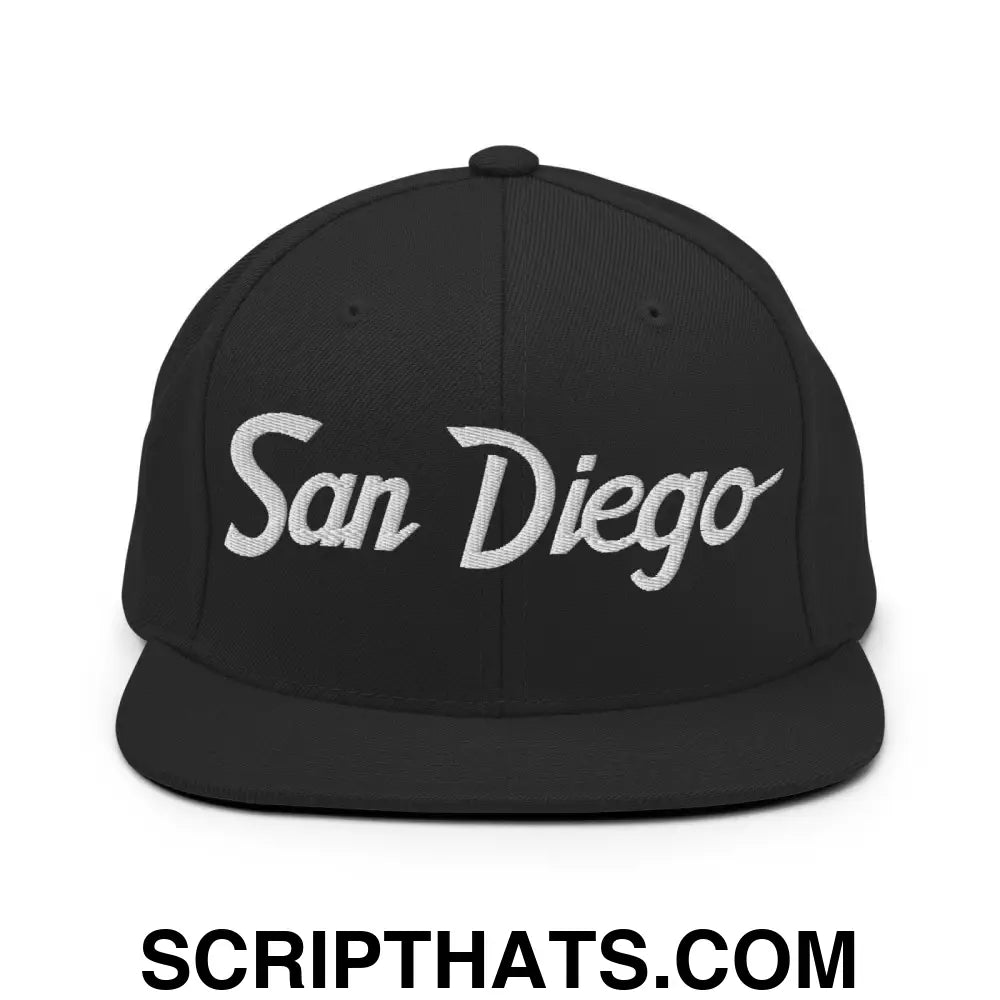 San Diego Script Snapback Hat Black