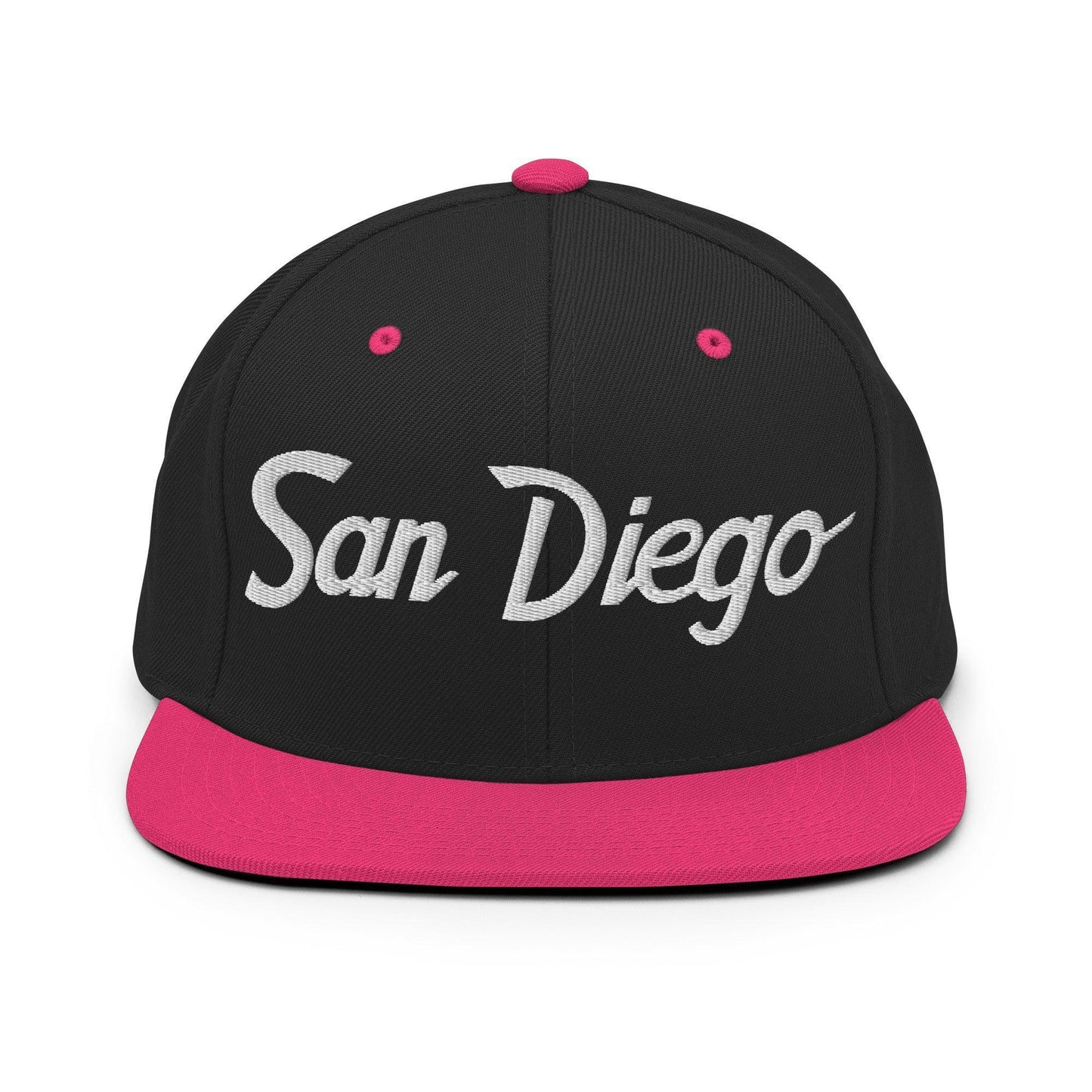 San Diego Script Snapback Hat Black Neon Pink