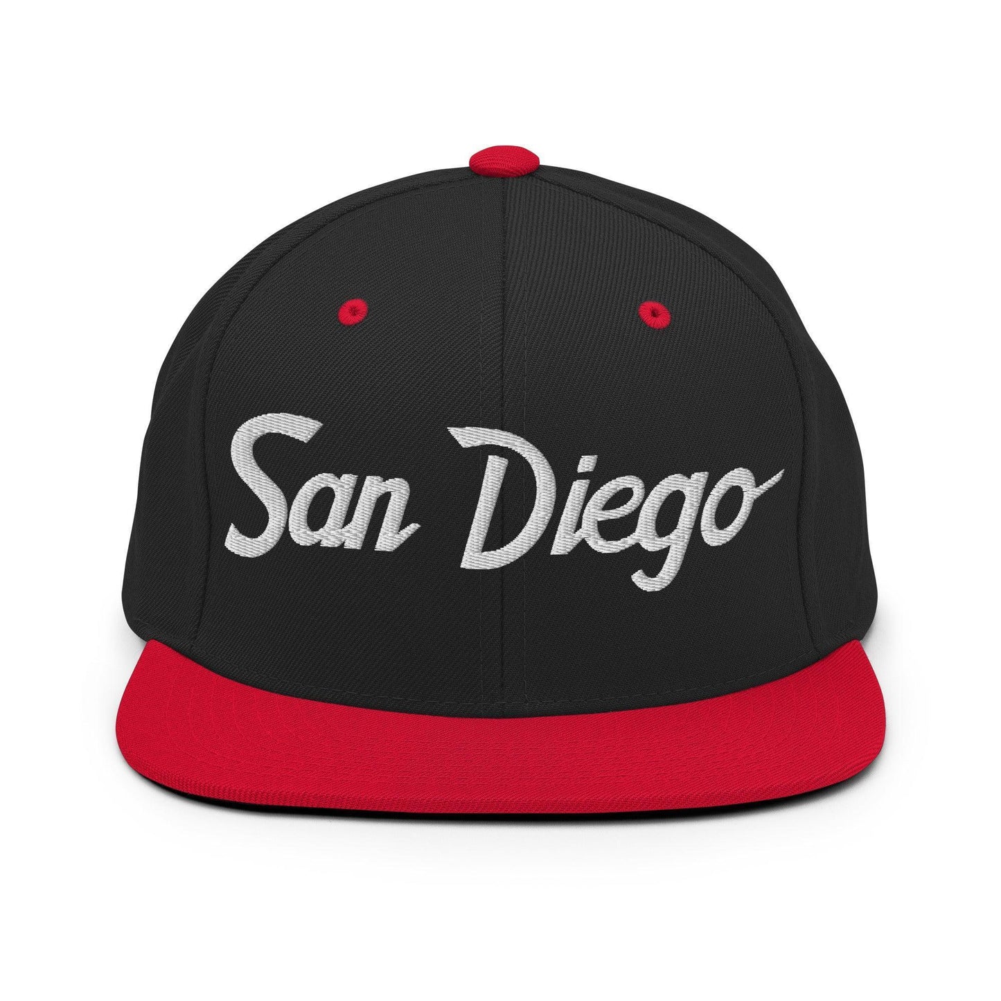 San Diego Script Snapback Hat Black Red