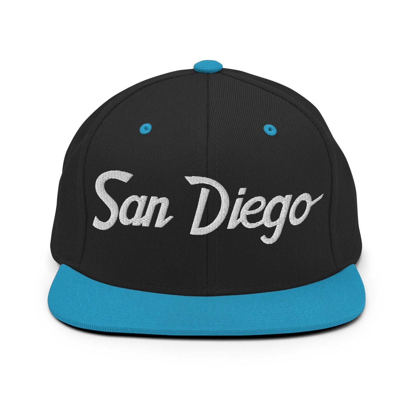 San Diego Script Snapback Hat Black Teal