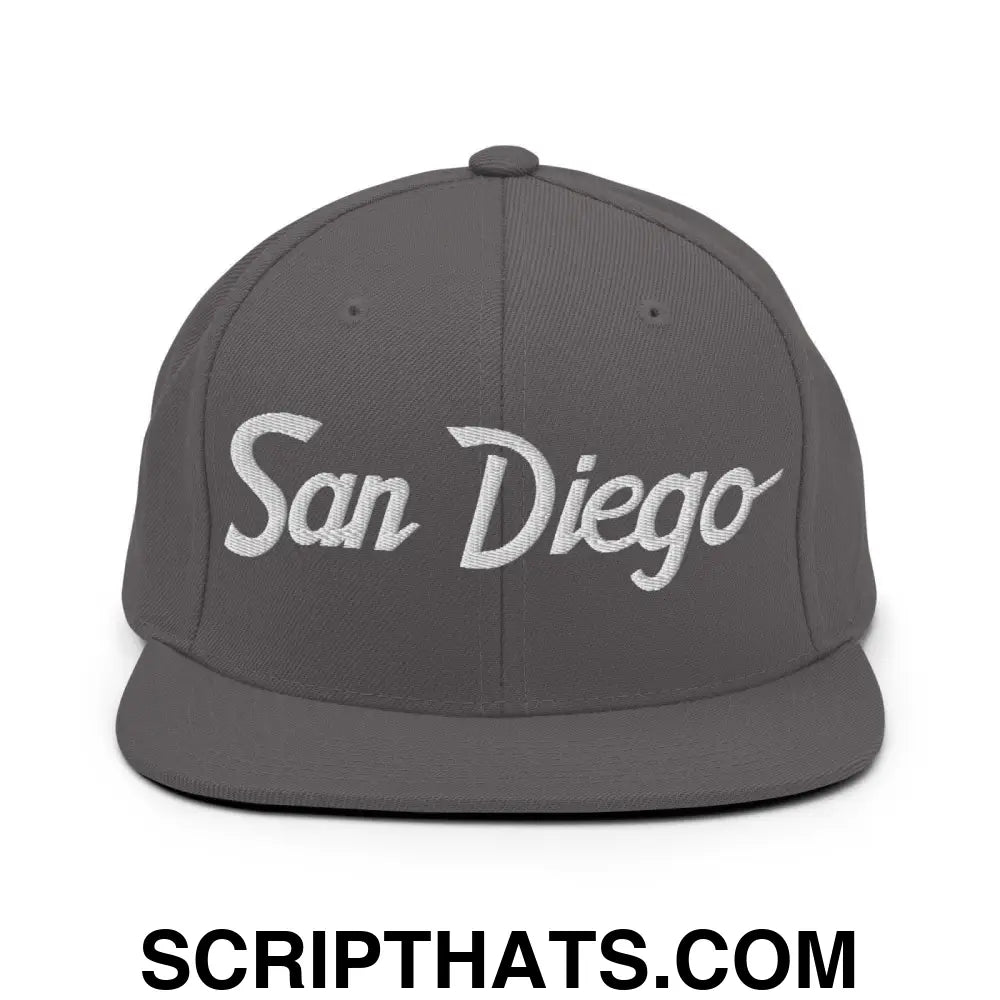 San Diego Script Snapback Hat Dark Grey