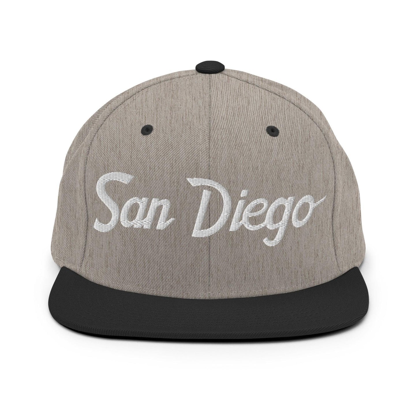 San Diego Script Snapback Hat Heather Black