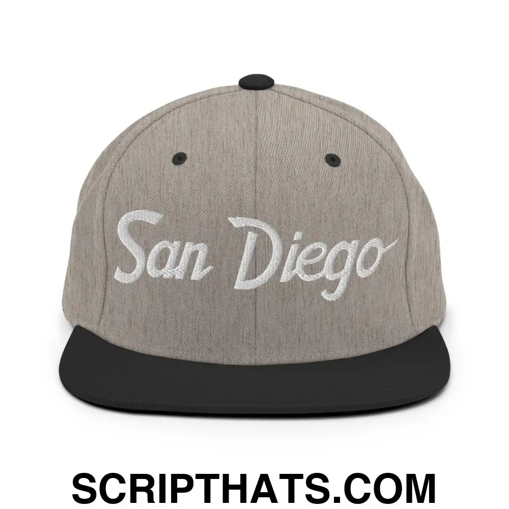 San Diego Script Snapback Hat Heather Black