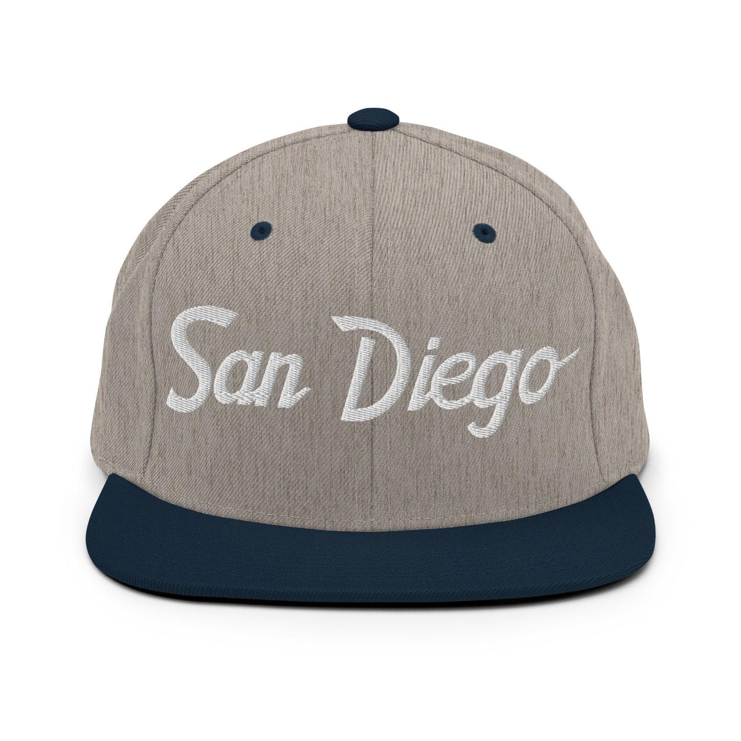 San Diego Script Snapback Hat Heather Grey Navy